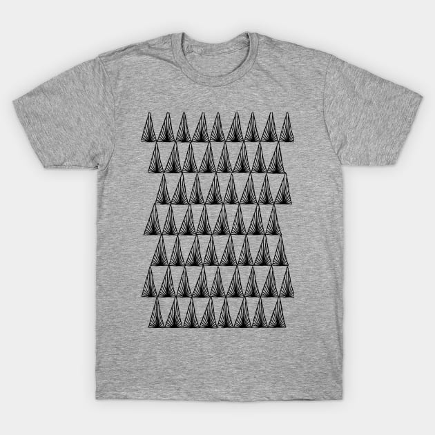 Art Deco Monochrome Black Triangle Pattern T-Shirt by evannave